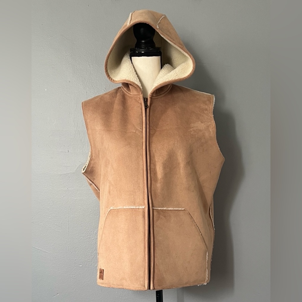 Ralph Lauren Tan Suede Hooded Shearling Vest